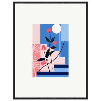 Abstract floral paradox canvas print in pink, blue, and white for chic room decoration