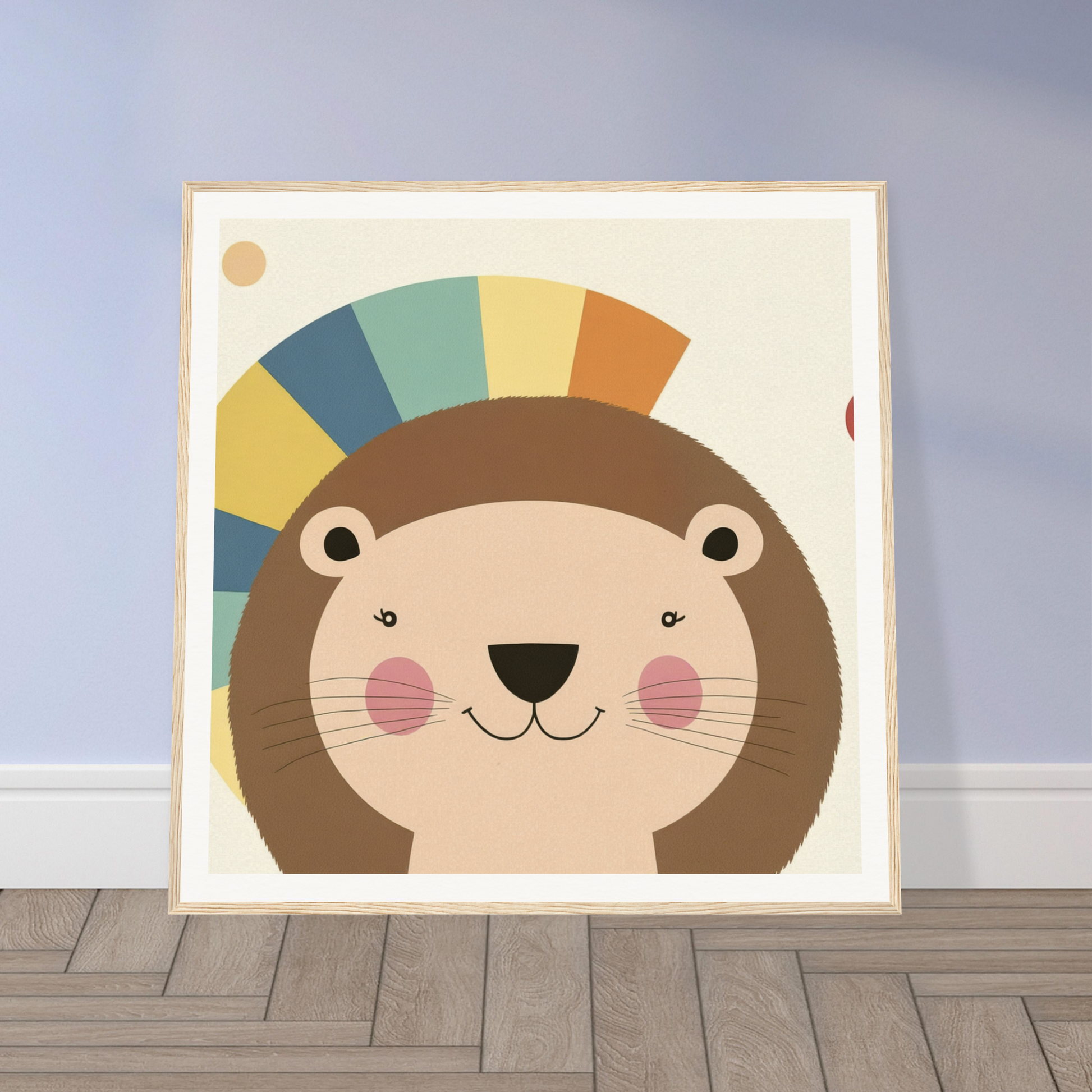 Cute cartoon otter with a vibrant fan-like pattern behind its head for Luminous Mane Whisper