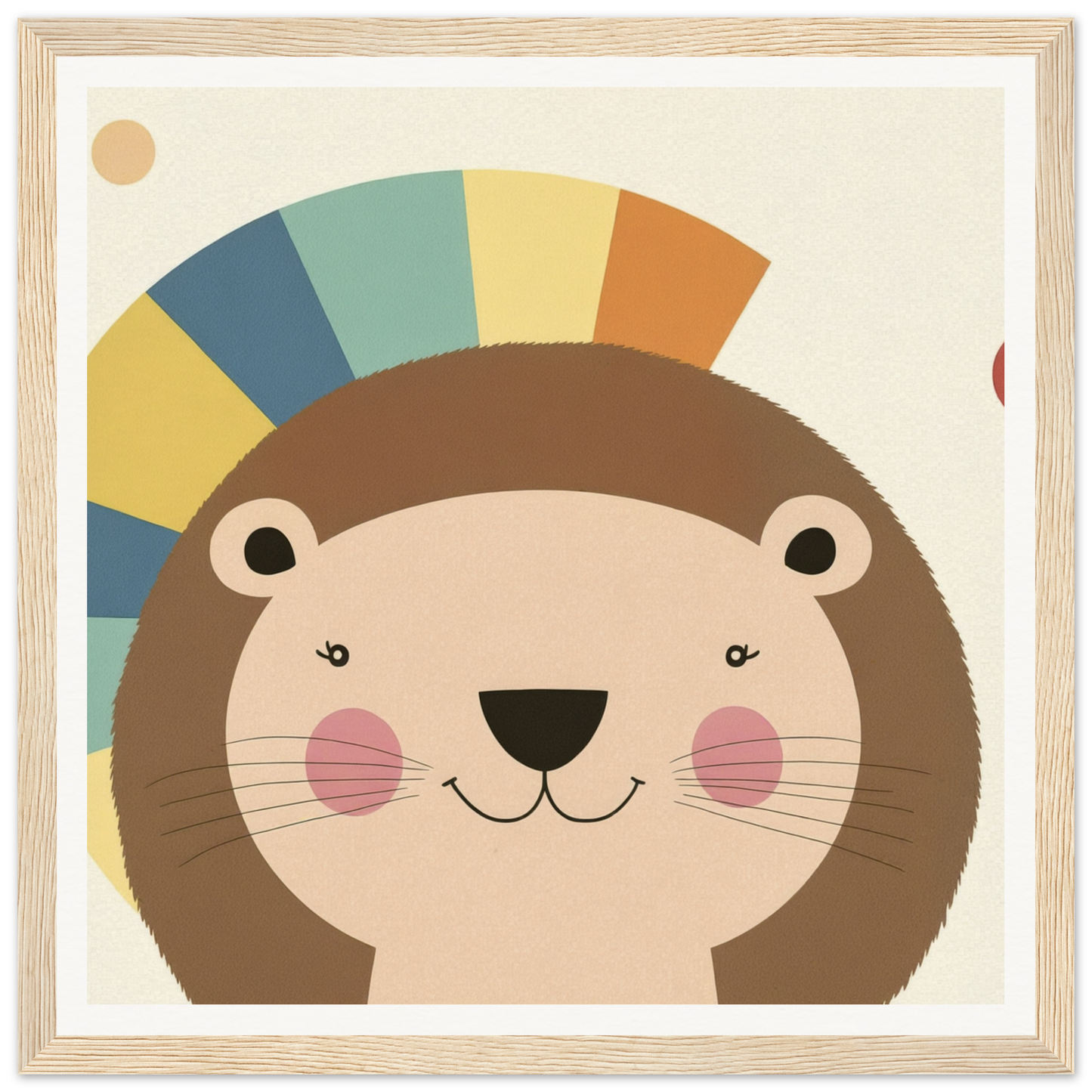 Cute cartoon otter with rosy cheeks and a rainbow fan, featured in Luminous Mane Whisper