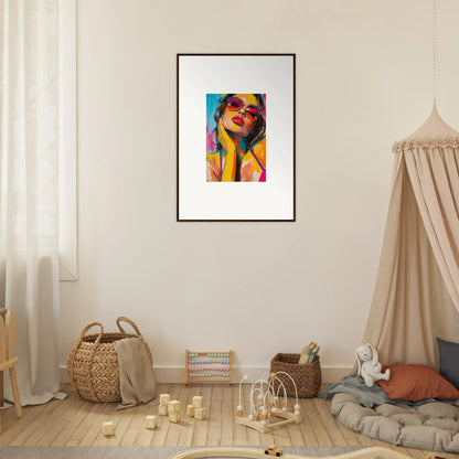 Colorful canvas print of a person in sunglasses, perfect for room decoration with a mind prism vibe