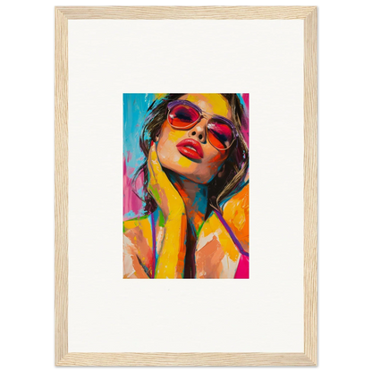 Colorful portrait with red sunglasses, perfect for a Luminous Mind Prism canvas print