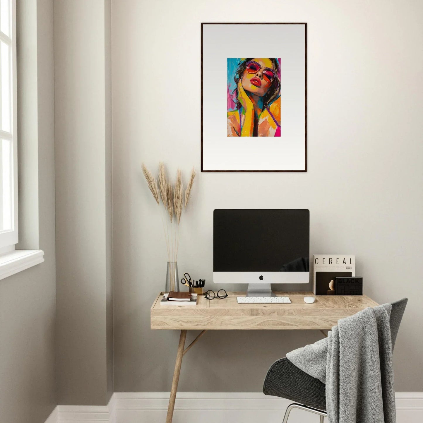 Colorful Mind Prism canvas print framed above a desk for stylish room decoration