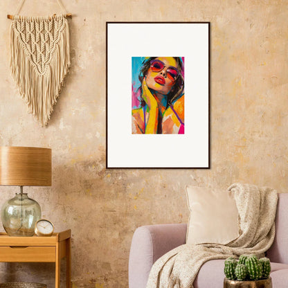 Colorful pop art portrait with sunglasses, perfect for a Mind Prism room decoration canvas print