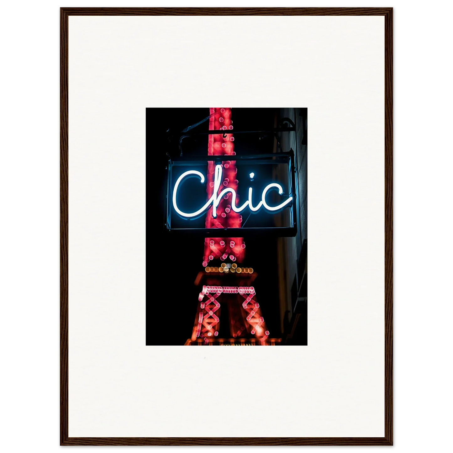 Neon Chic sign with illuminated Eiffel Tower for Paris Dreams room decor wall art