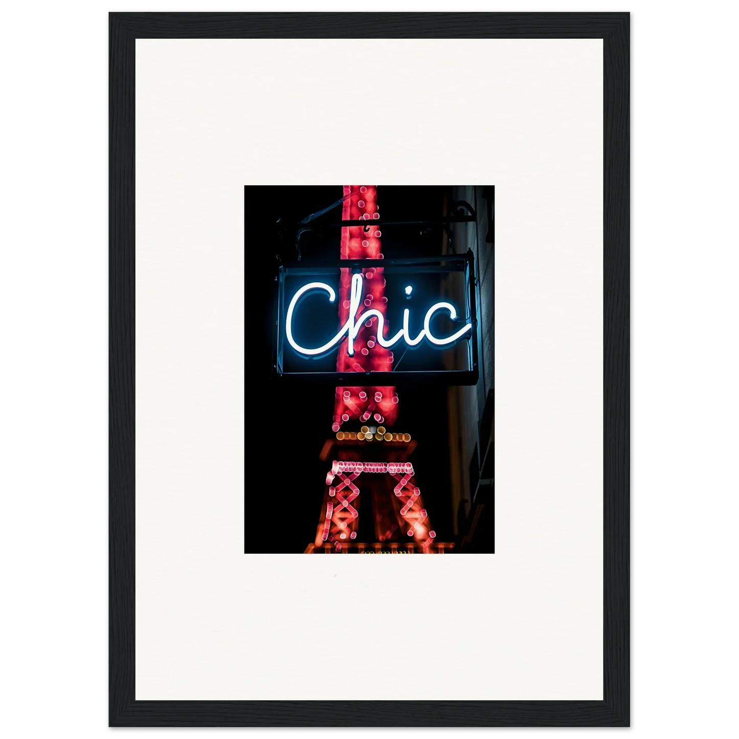 Neon sign Chic with red Eiffel Tower for Paris dreams room decor wall art