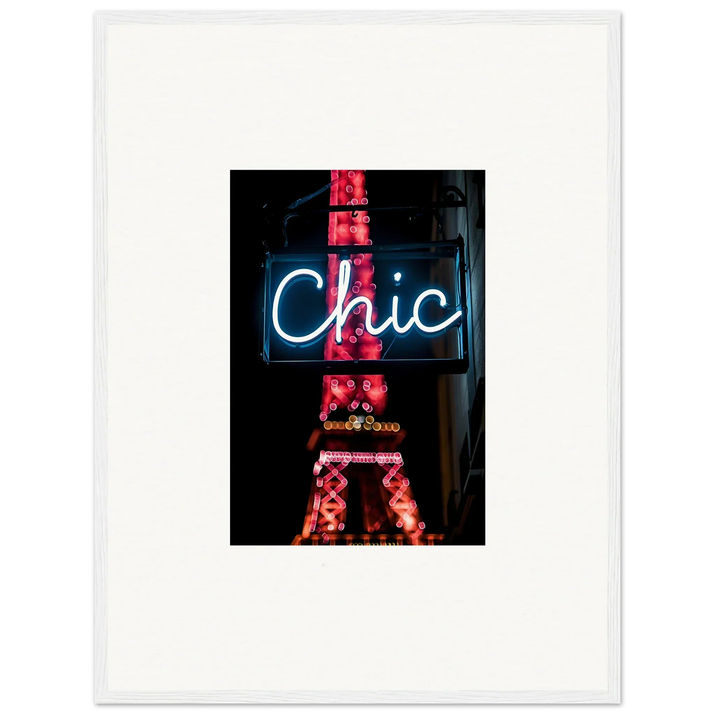 Chic neon sign with red Eiffel Tower for stylish Paris dreams room decor