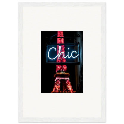 Neon sign Chic with red Eiffel Tower silhouette for Paris dreams room decor