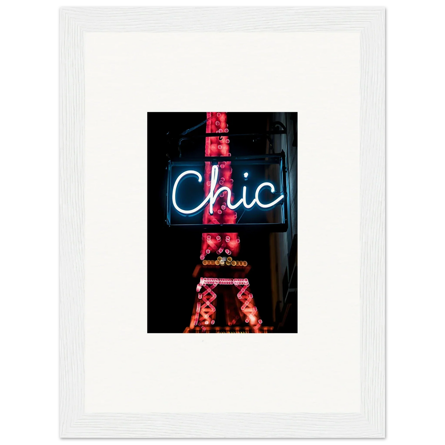 Chic neon sign with Eiffel Tower, perfect for Paris dreams room decor or framed wall art