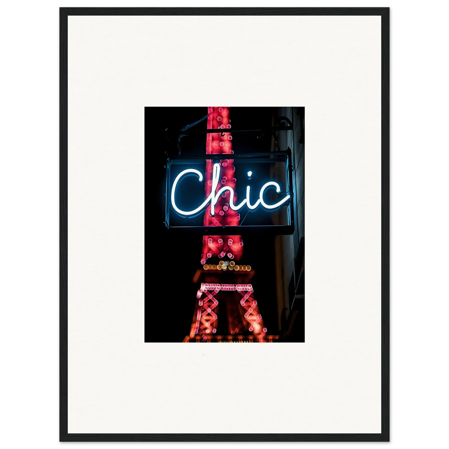 Neon Chic sign with red Eiffel Tower, perfect for Paris Dreams room decor or framed wall art