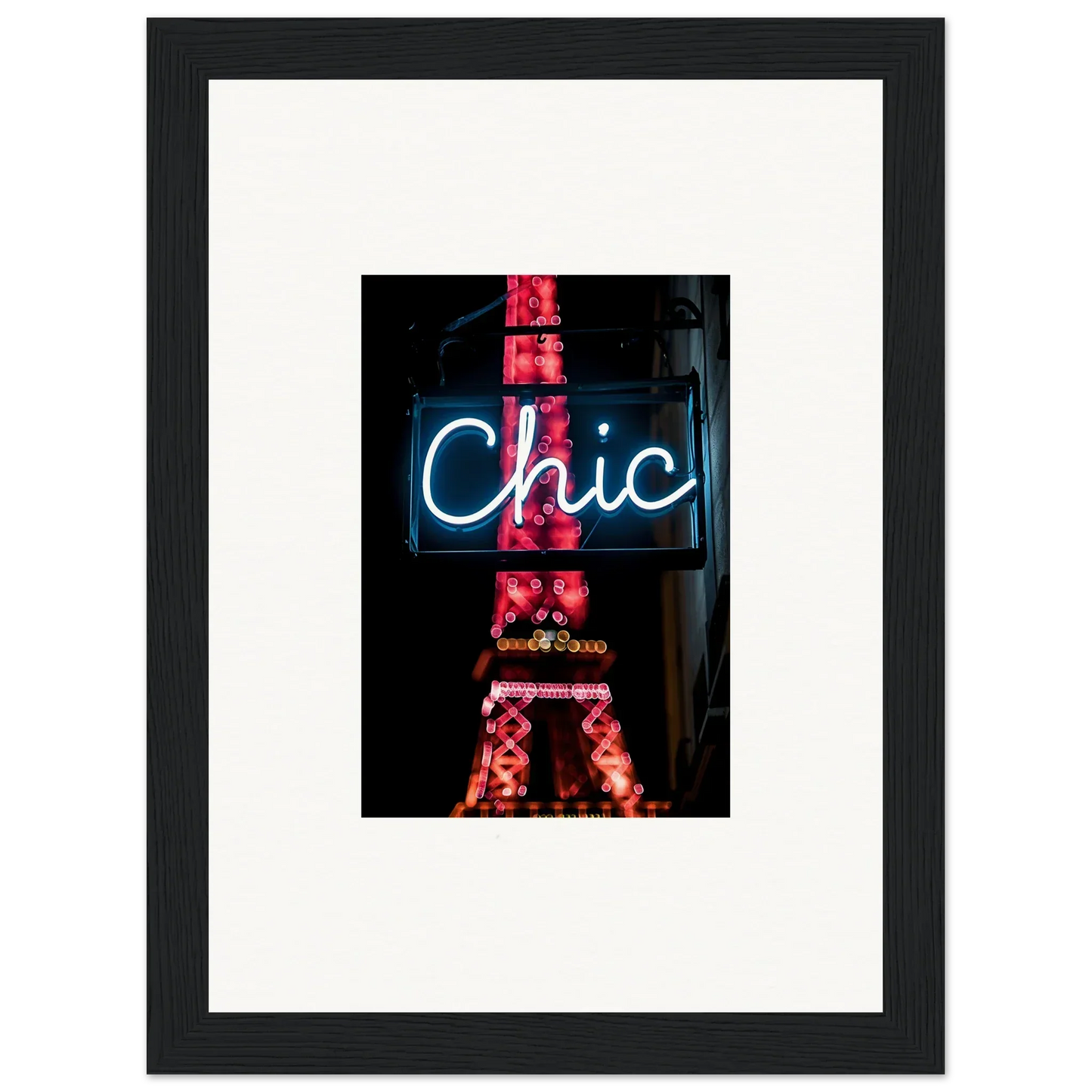 Neon sign Chic with Eiffel Tower in red lights for Paris Dreams room decor