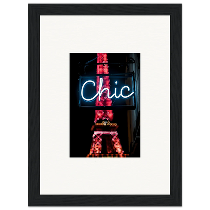 Neon sign Chic with Eiffel Tower in red lights for Paris Dreams room decor