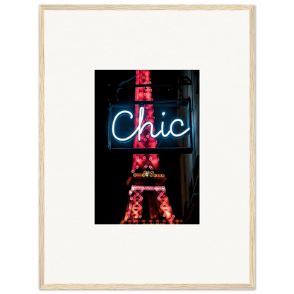 Neon Chic sign with illuminated Eiffel Tower backdrop for Paris dreams room decor