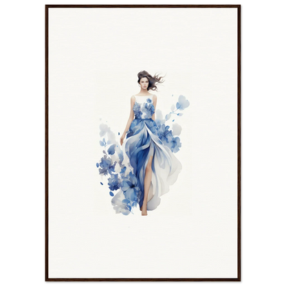 Watercolor painting of a woman in a blue dress for stunning room decoration canvas print