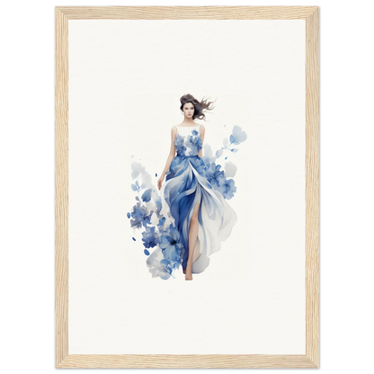 Watercolor art symphony of a woman in a blue dress, perfect room decoration canvas print