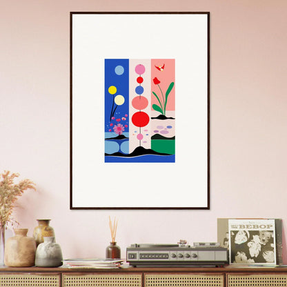 Framed abstract artwork with colorful shapes for stylish room decoration, Lunar Monochrome Perfect