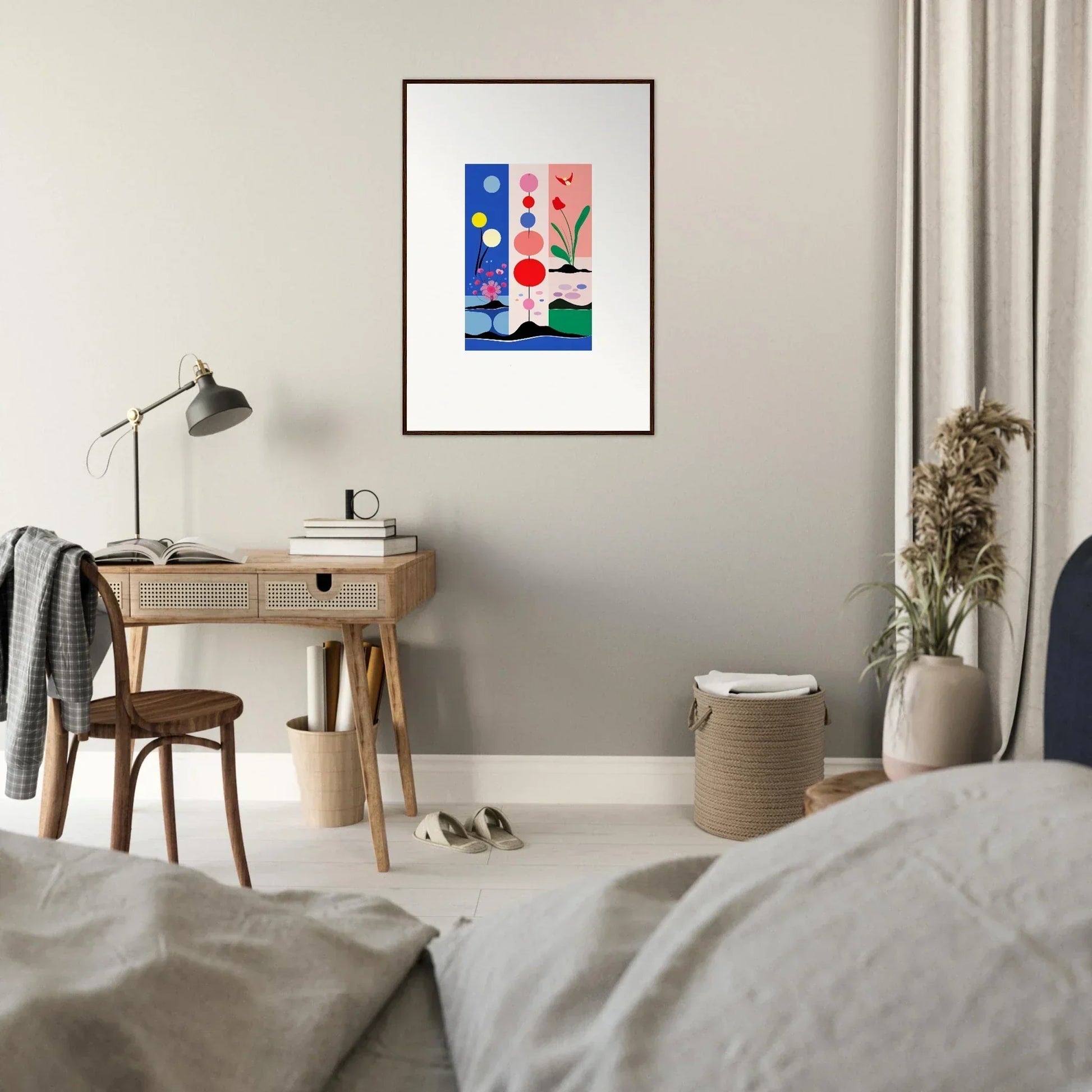 Framed abstract artwork with colorful patterns for a stylish Room Decoration vibe