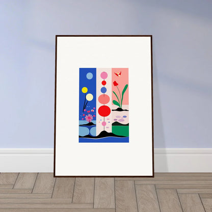 Colorful abstract artwork with geometric shapes for stylish room decoration by Bakka SunsetThreads