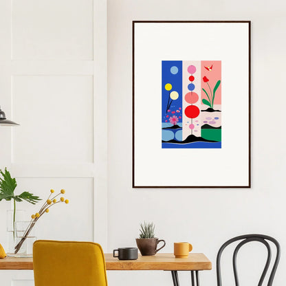 Framed abstract art with colorful shapes for room decoration, Lunar Monochrome Perfect