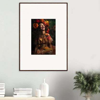 Framed artistic portrait of vibrant orange flowers in Lush Dawn Wildfire special edition art™