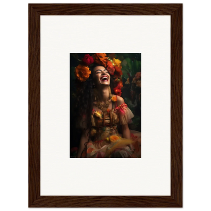 Framed photo of joyful laughter in autumn blooms, Lush Dawn Wildfire special edition art™