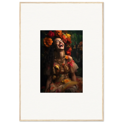 Joyful portrait with autumn leaves and flowers in Lush Dawn Wildfire special edition art™