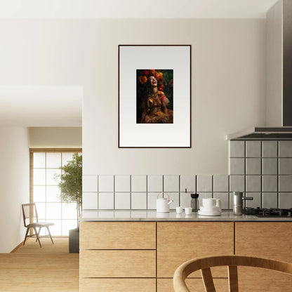 Framed Lush Dawn Wildfire dark portrait on a stylish white wall