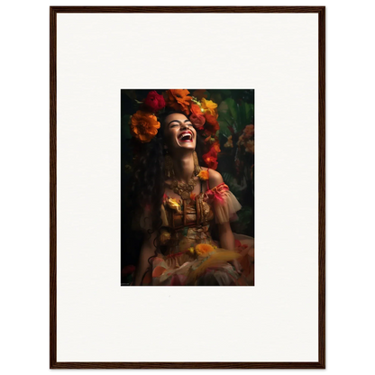 Joyful laughter in vibrant orange flowers, perfect for Lush Dawn Wildfire art collection