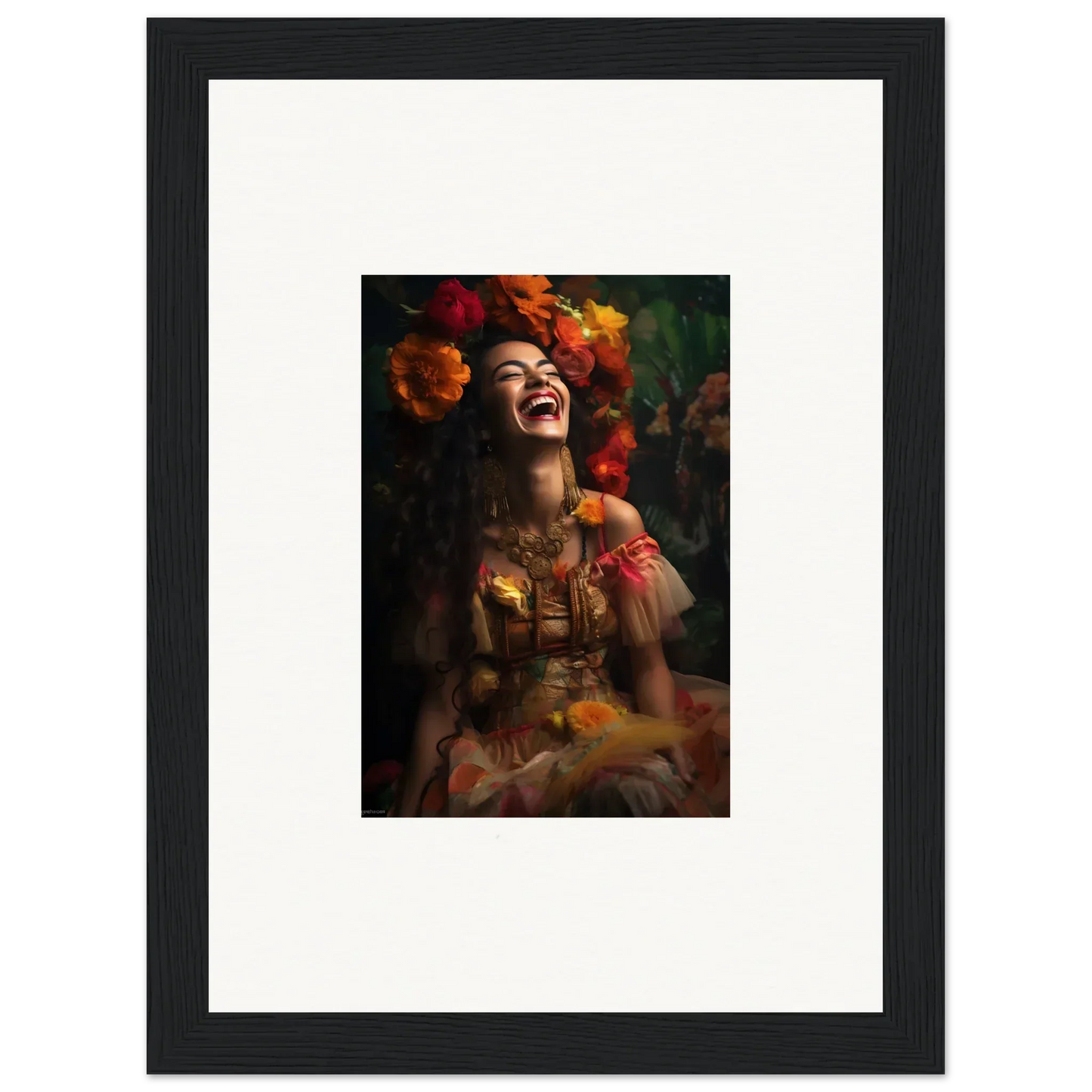 Artistic photograph of joyful laughter with vibrant autumn flowers from Lush Dawn Wildfire