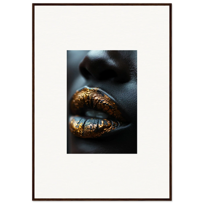 Lips in shimmering gold and blue metallic makeup from Aurora’s Gilt Glimmer collection