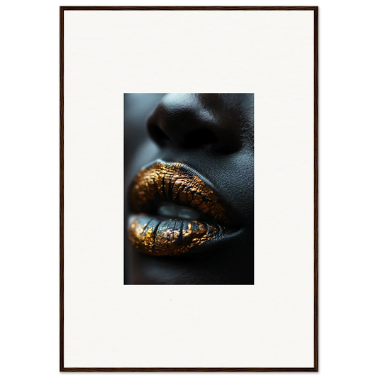 Lips in shimmering gold and blue metallic makeup from Aurora’s Gilt Glimmer collection