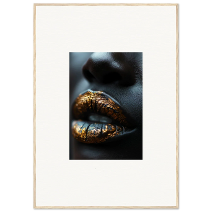 Lips adorned with shimmering gold and blue metallic makeup from Aurora’s Gilt Glimmer