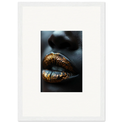 Lips with shimmering gold metallic makeup from Aurora’s Gilt Glimmer for stunning room decor