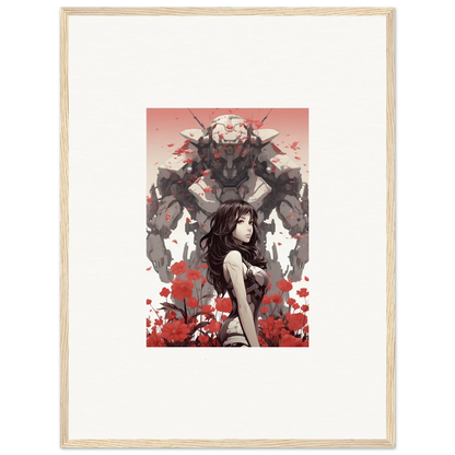 Framed canvas print of dark-haired figure with shadowy creature, great wall art for room decoration