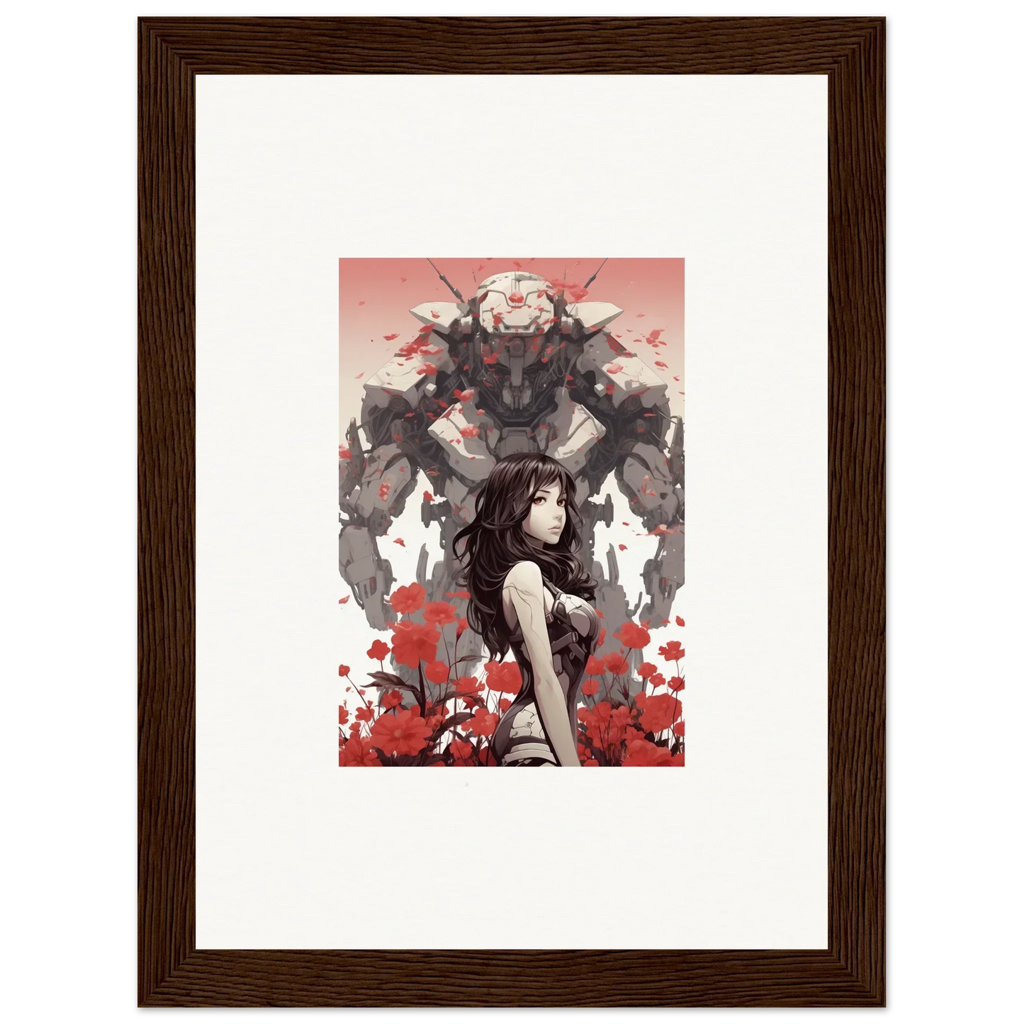 Stunning canvas print of a woman facing a monster, perfect wall art for room decoration