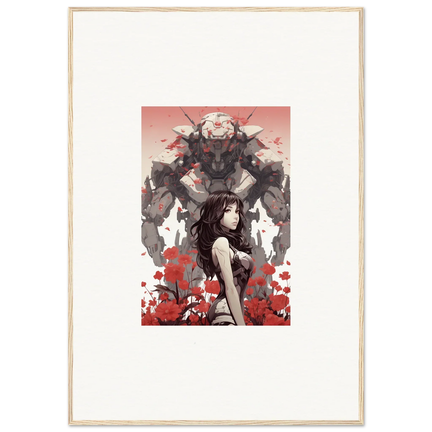 Framed canvas print of a woman with dark hair and demonic figure, perfect for room decoration