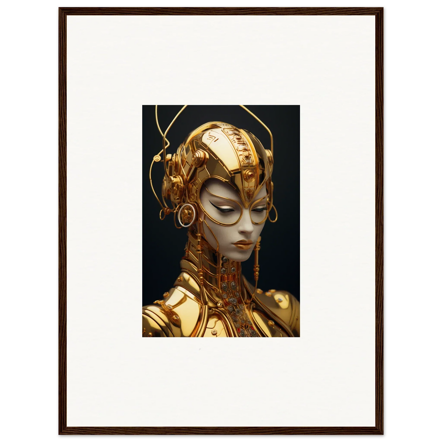 Portrait of a golden cyborg, perfect for Moulin Mystique room decoration canvas print