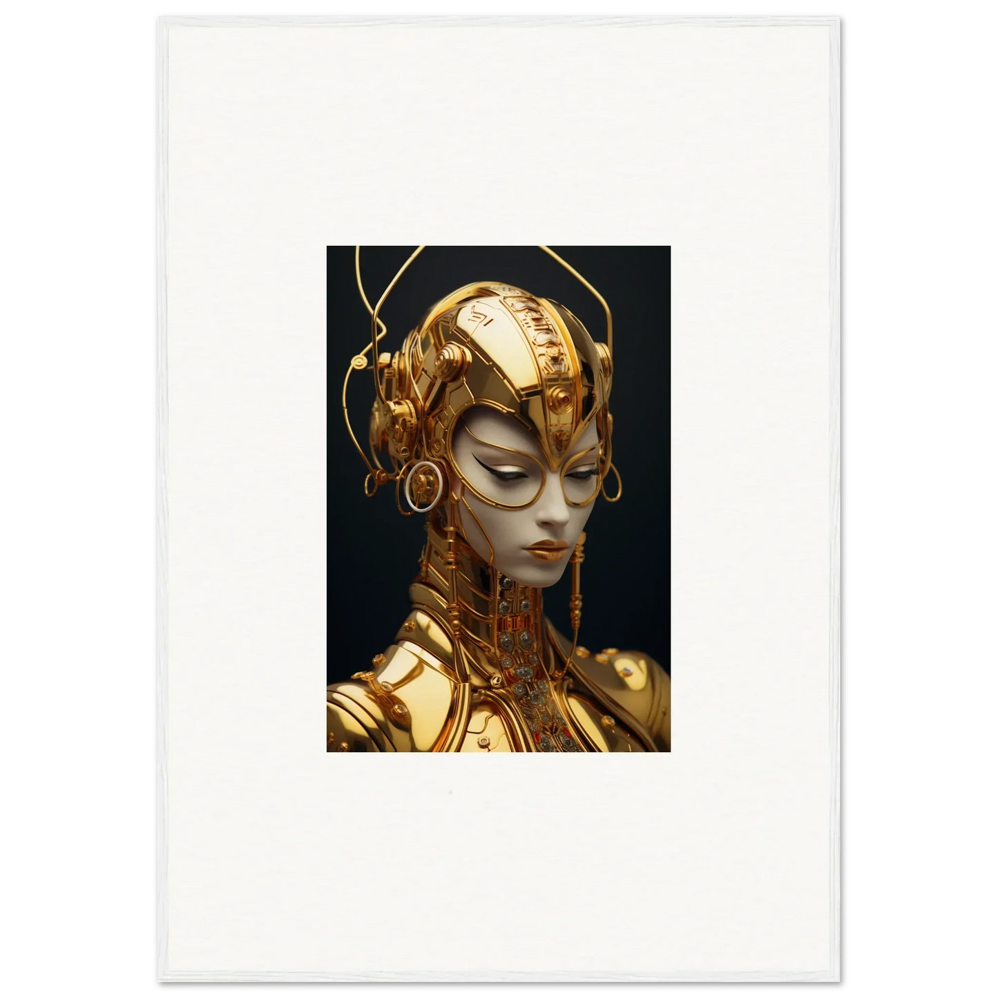 Golden robotic figure with ornate design, perfect for Moulin Mystique room decoration