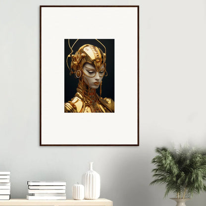 Futuristic golden humanoid artwork for Room Decoration in Moulin Mystique canvas print