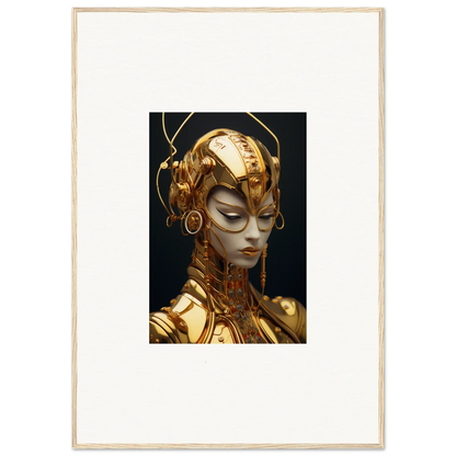 Futuristic golden humanoid art for Moulin Mystique room decoration canvas print