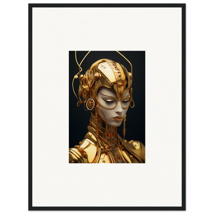 Futuristic golden robotic figure with headpiece, perfect for Moulin Mystique room decoration