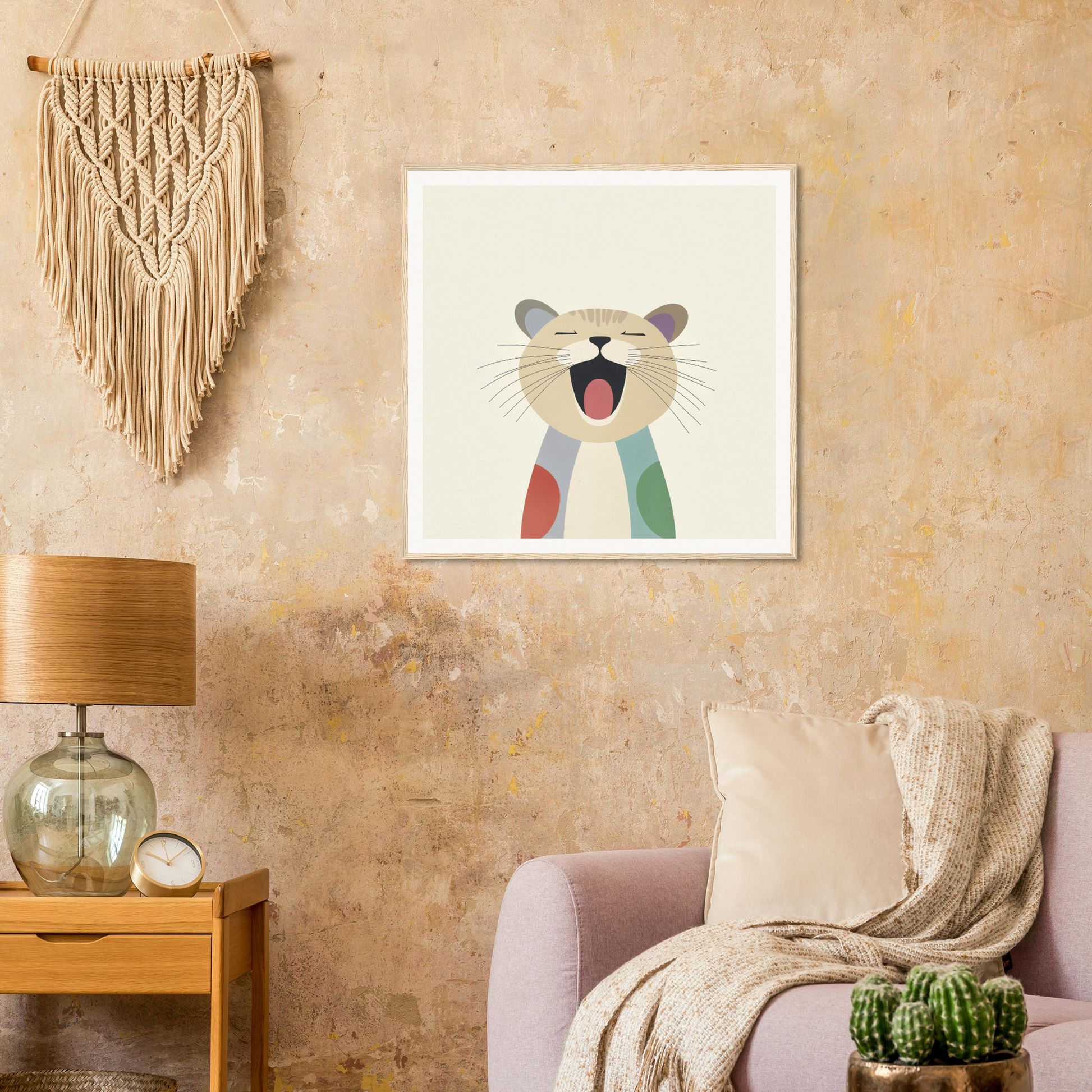 Whimsical cartoon cat wearing a red and green scarf from Majestic Feline Viva