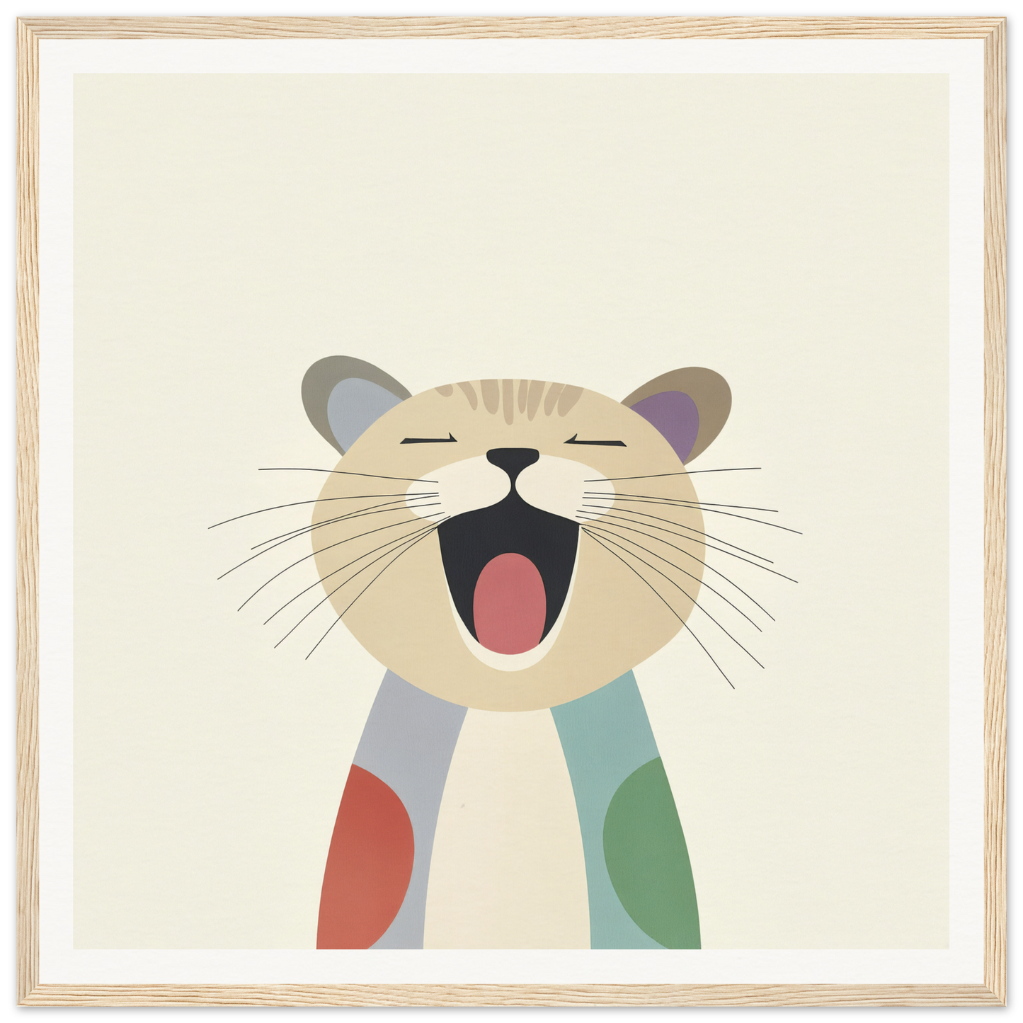 Yawning cartoon cat with colorful patches from Majestic Feline Viva collection