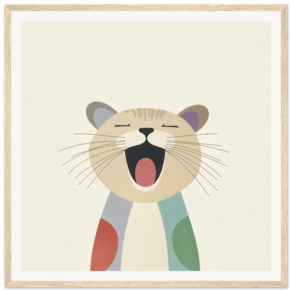 Yawning cartoon cat with colorful patches from Majestic Feline Viva collection