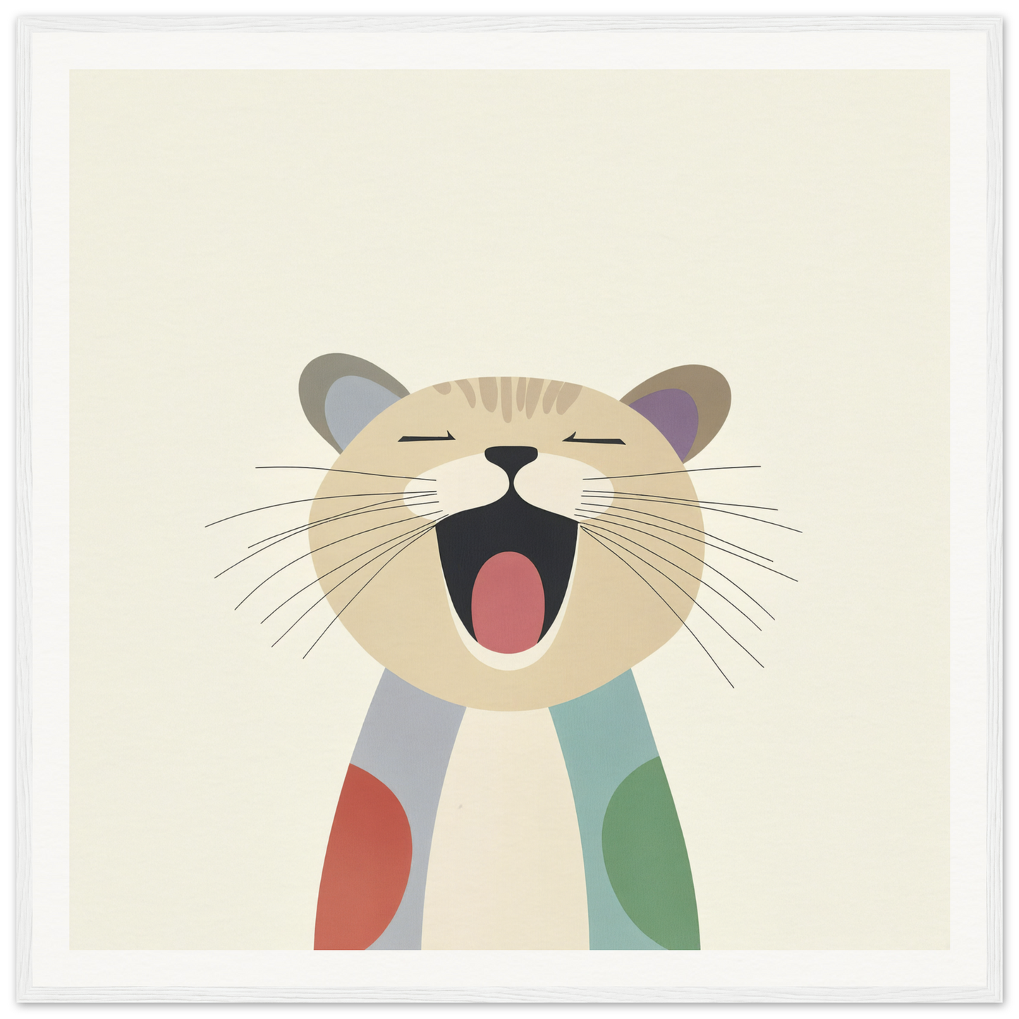 Cartoon cat yawning, featured in Majestic Feline Viva product line