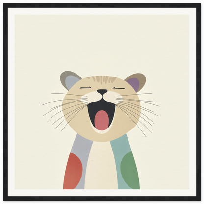 Yawning cartoon cat with geometric shapes, part of Majestic Feline Viva collection