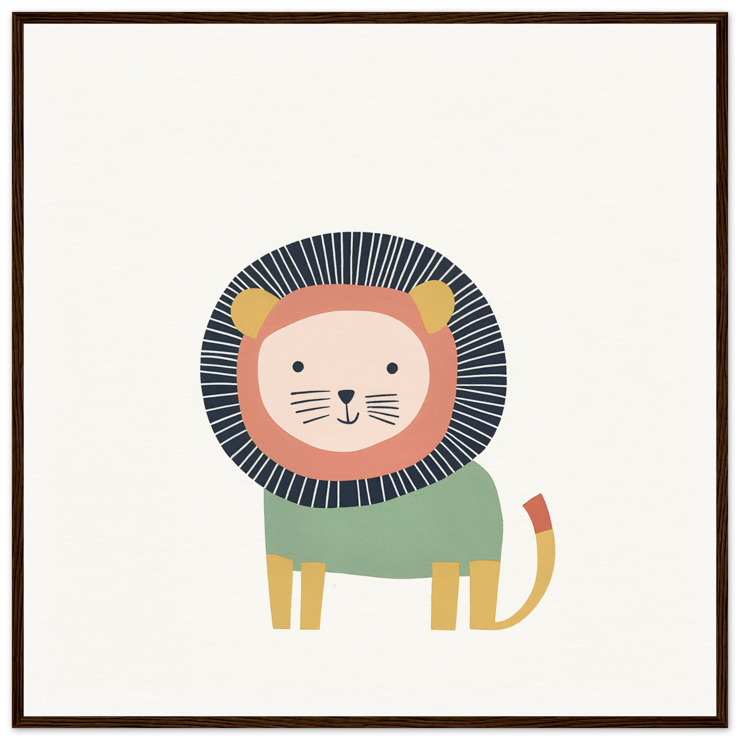 Cute cartoon lion in mint green sweater from Mane Melody Whimsy special edition art™