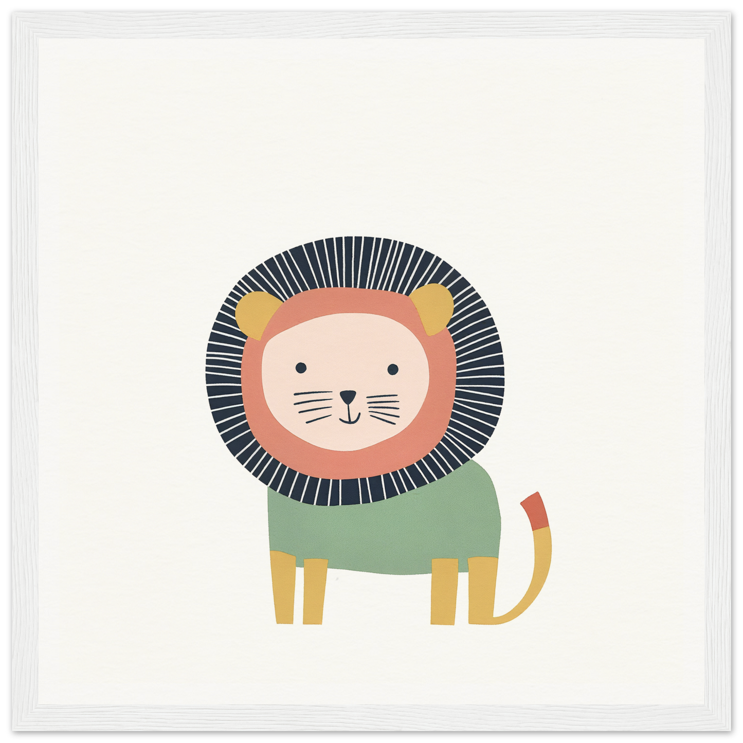 Cute cartoon lion in mint green shirt showcasing special edition art from Mane Melody Whimsy