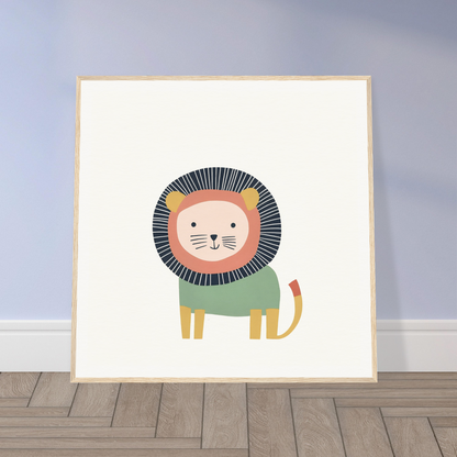 Cute cartoon lion in mint green sweater from Mane Melody Whimsy special edition art™