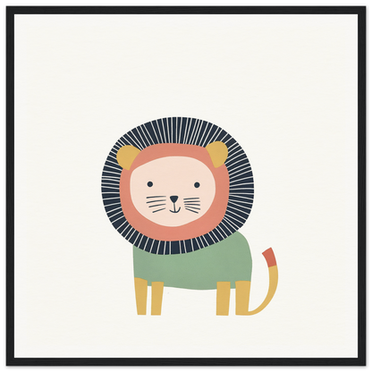 Cute cartoon lion in mint green sweater from Mane Melody Whimsy special edition art™