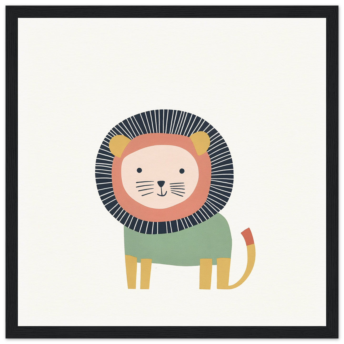 Cute cartoon lion in a mint green sweater from Mane Melody Whimsy special edition art™